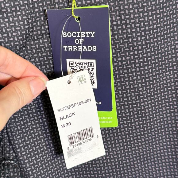 Society of Threads Men's Regular Fit Geo Print 5 Pocket Pants, Black 30R - Picture 6 of 8